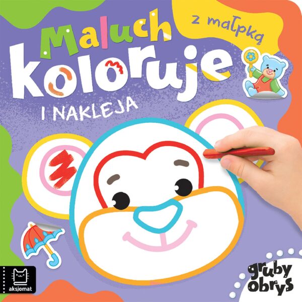 Maluch koloruje i nakleja z małpką. Gruby obrys - 978-83-8213-721-7