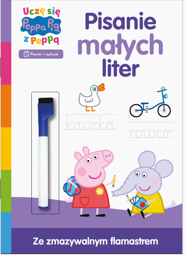 Pisanie małych liter. Uczę się z Peppą. Świnka Peppa. Zadania do ścierania - 978-83-8282-518-3