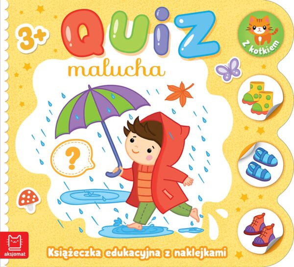 Książeczka edukacyjna z naklejkami z kotkiem. Quiz malucha 3+ - 978-83-8213-828-3