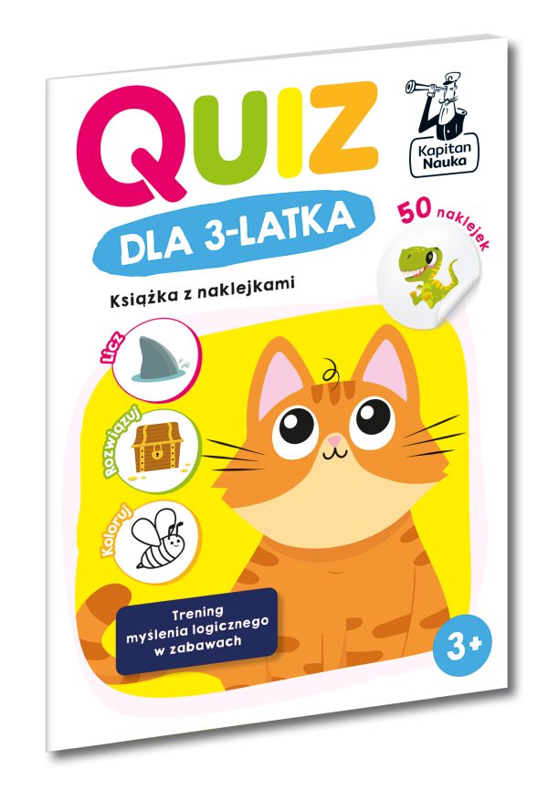 Quiz dla 3-latka. Książka z naklejkami - 978-83-68044-34-8