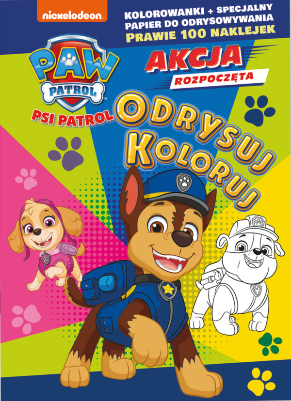 Odrysuj koloruj. Psi Patrol. Cztery łapy w akcji! - 978-83-8282-884-9